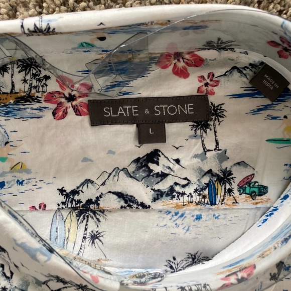 Slate and Stone - Tropical Print Short Sleeve Shirt - Large - Picture 3 of 4
